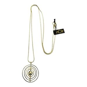 nOir Jewelry Gold Long Pendant Necklace Orbital Circle Statement Chain